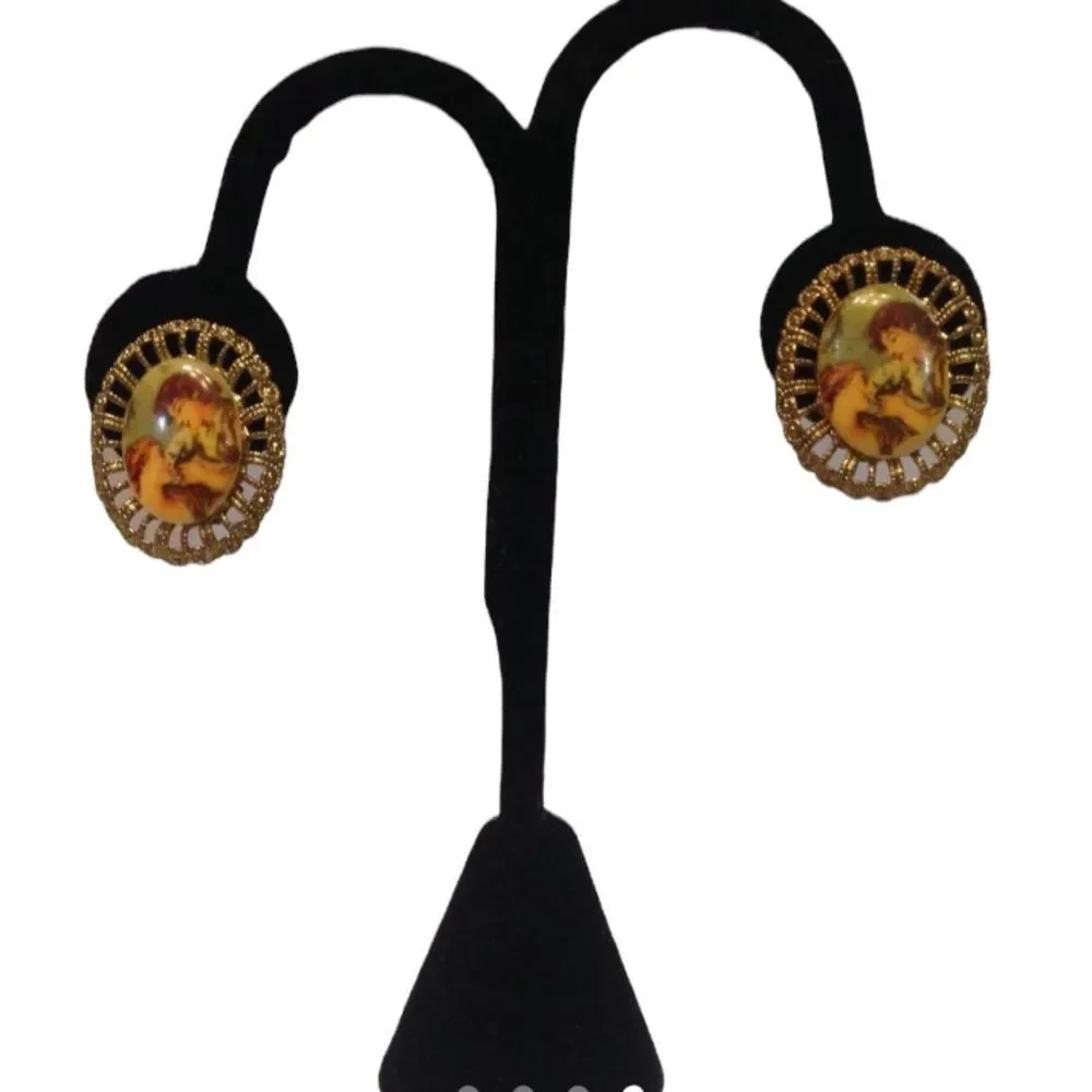 Vintage Victorian Fragonard Courting Scene Earrings